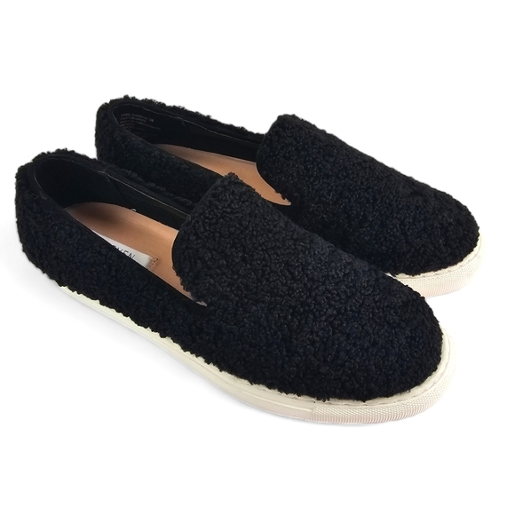 Steven New York Shoes - Steven New York Women's Black Kimber Faux Shearling Slip-On Sneaker Sz 9